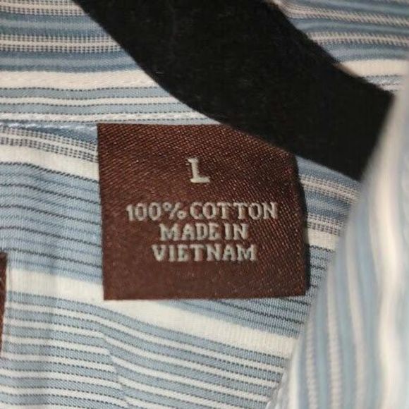 Perry Ellis Men's Blue Striped Long Sleeve Button Down Cotton Shirt Size Large - Picture 4 of 5